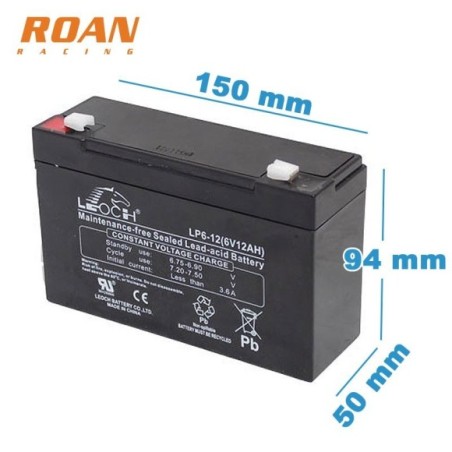 Bateria plomo 6V 12Ah - Roanracing.com