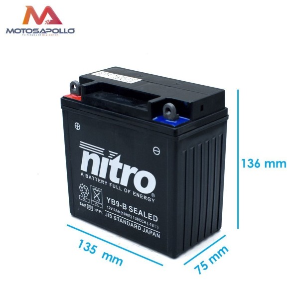 Batería AGM gel 12V-9Ah Nitro Roanracing.com