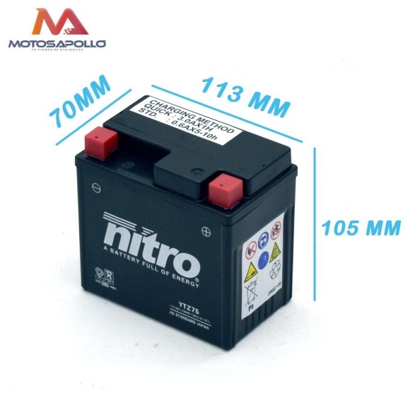 Batería 12V-6AH Nitro YTZ7S Motos de arranque Roanracing.com