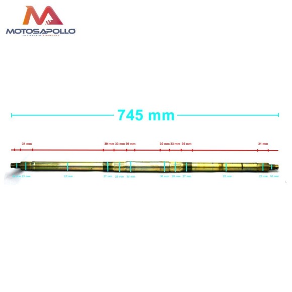 Eje trasero quad 4 tiempos 745 mm - Roanracing.com