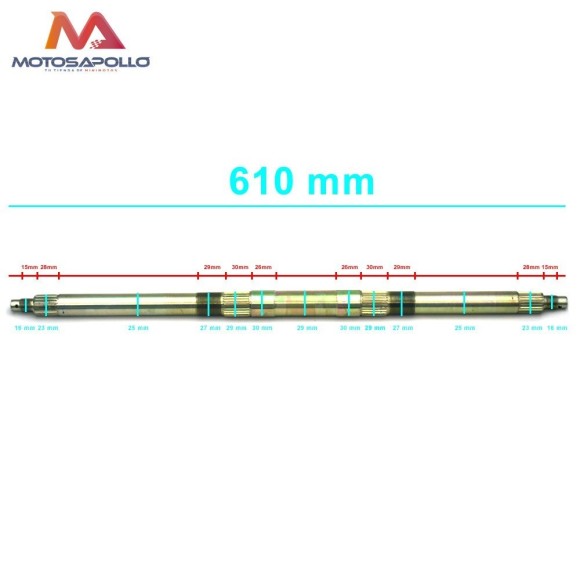 Eje trasero quad predator 610mm - Roanracing.com
