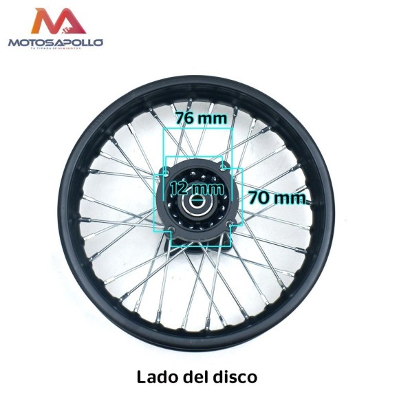 Llanta trasera 1.85-12" SDG pit bike Roanracing.com
