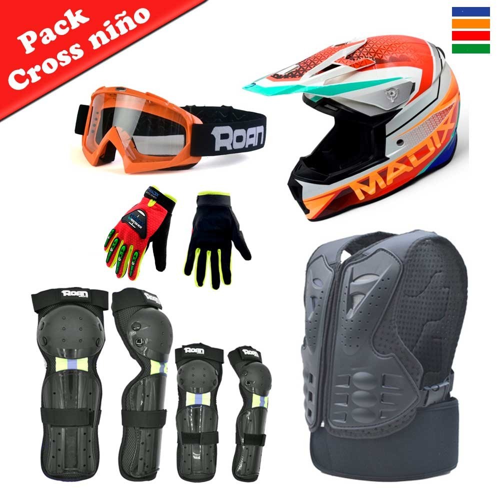 Pack protecciones motocross infantil con peto/chaleco