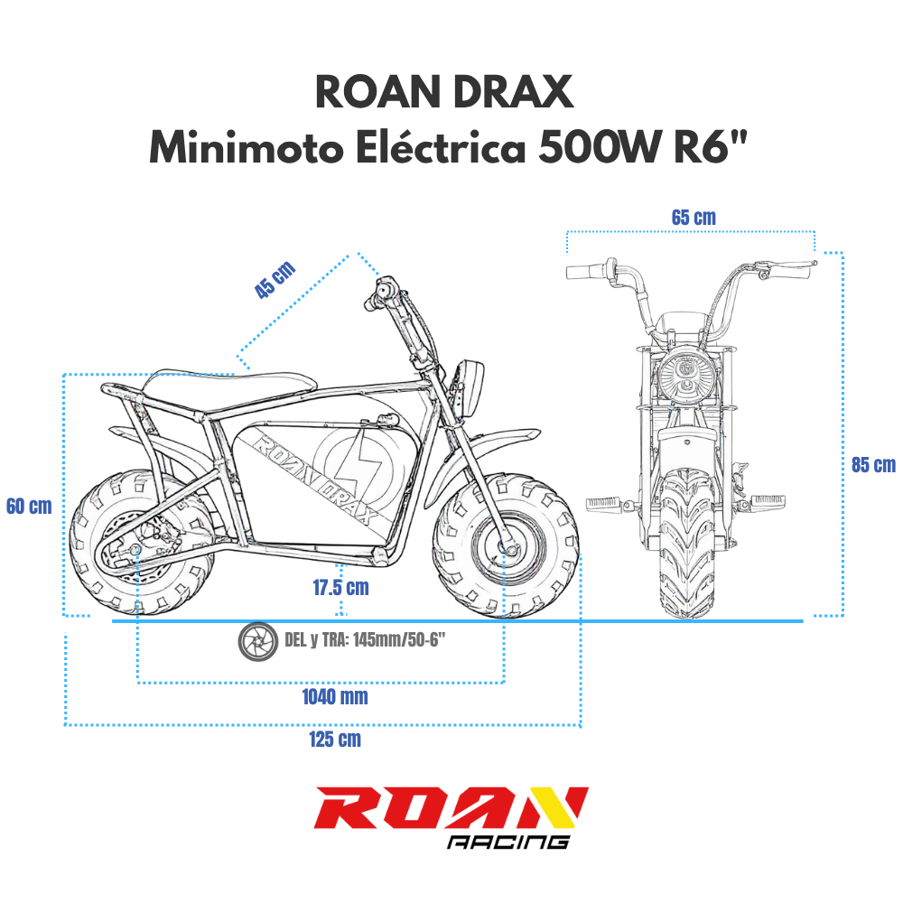Minimoto Roan 500W 48V Drax Motor Eléctrico Brushless