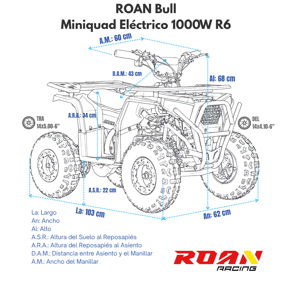 Miniquad eléctrico Ratte 1200w Roan