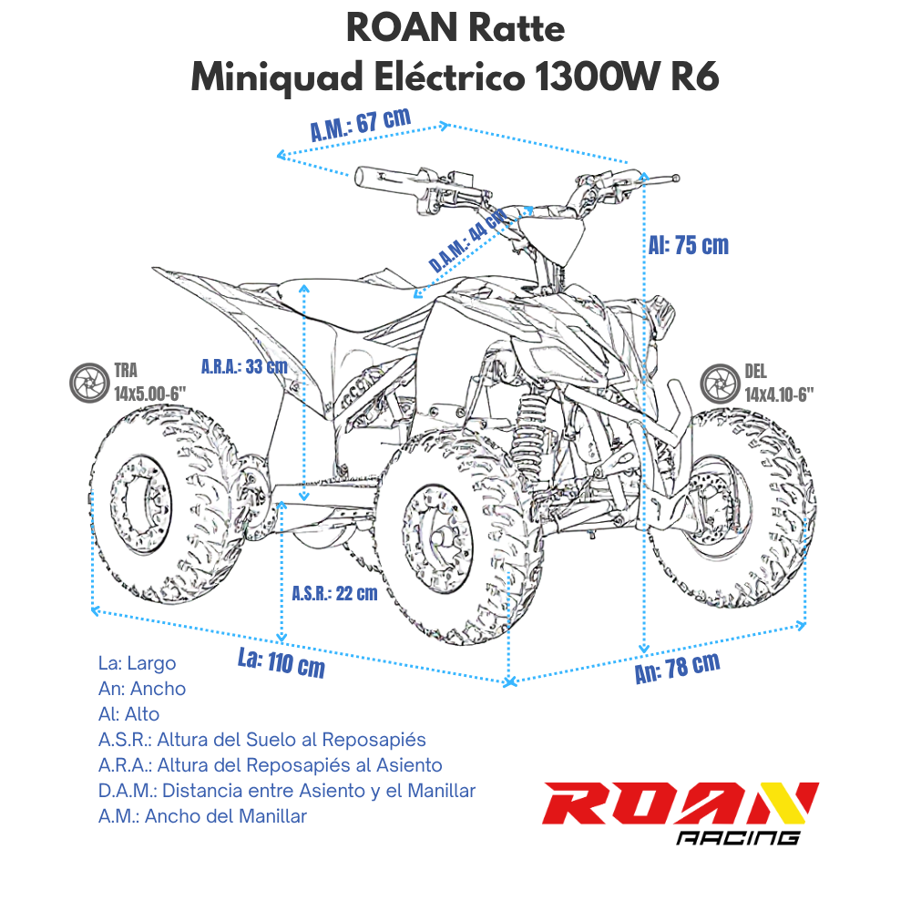 Mini quad ROAN Eléctrico 1300W Ratte 48V