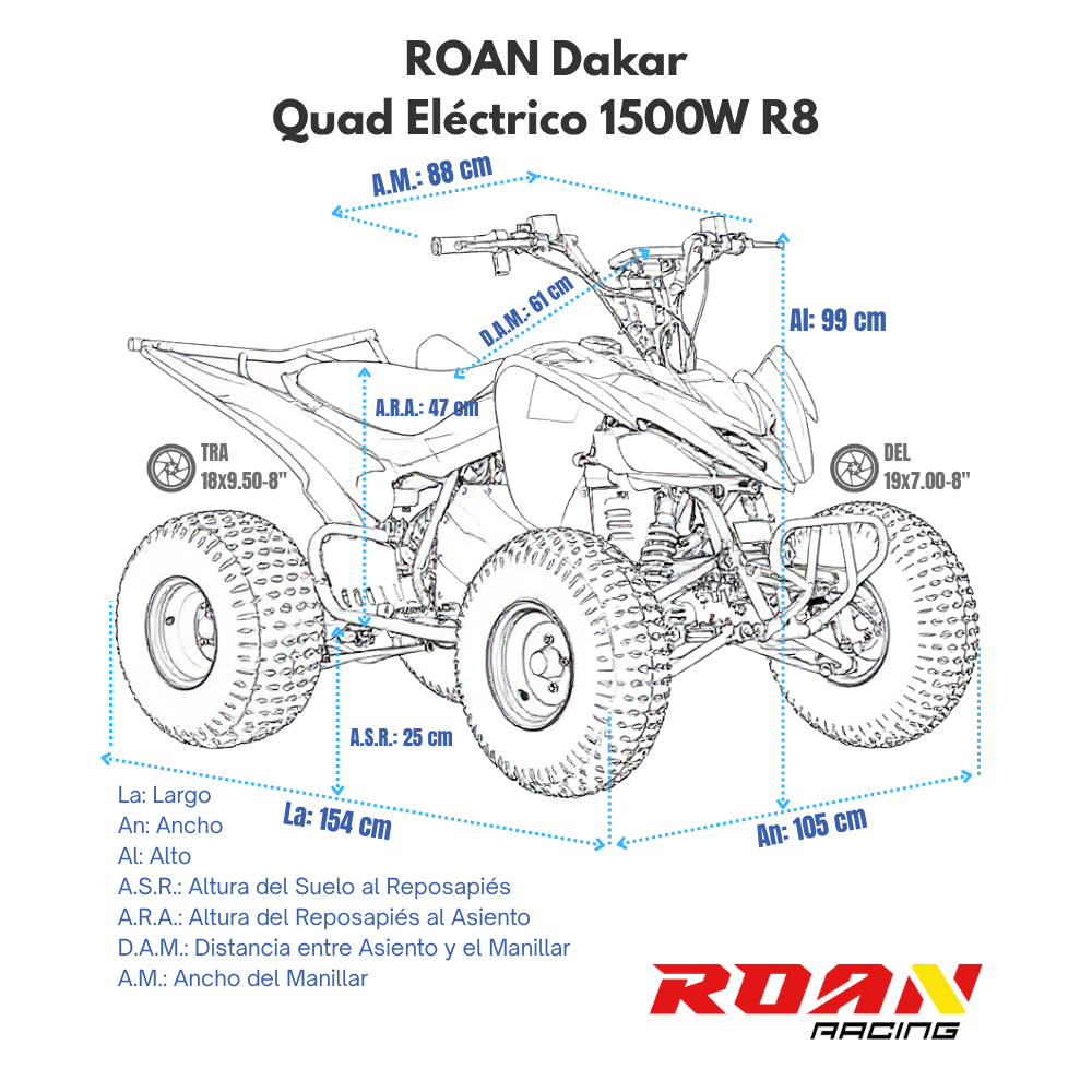 Quad 1500W Roan Dakar R8 Motor eléctrico brushless