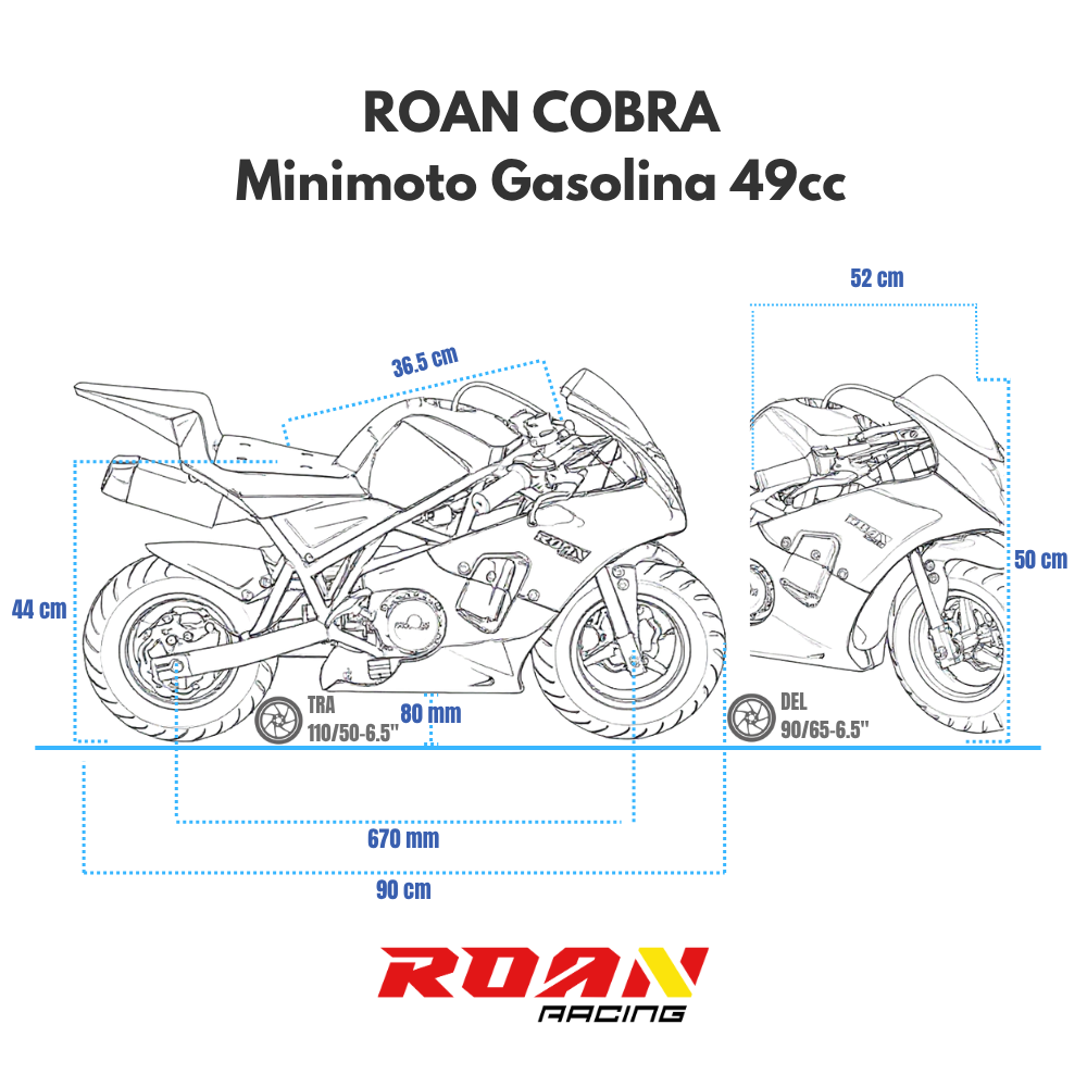 Minimoto 49cc Roan Cobra motor 2 tiempos