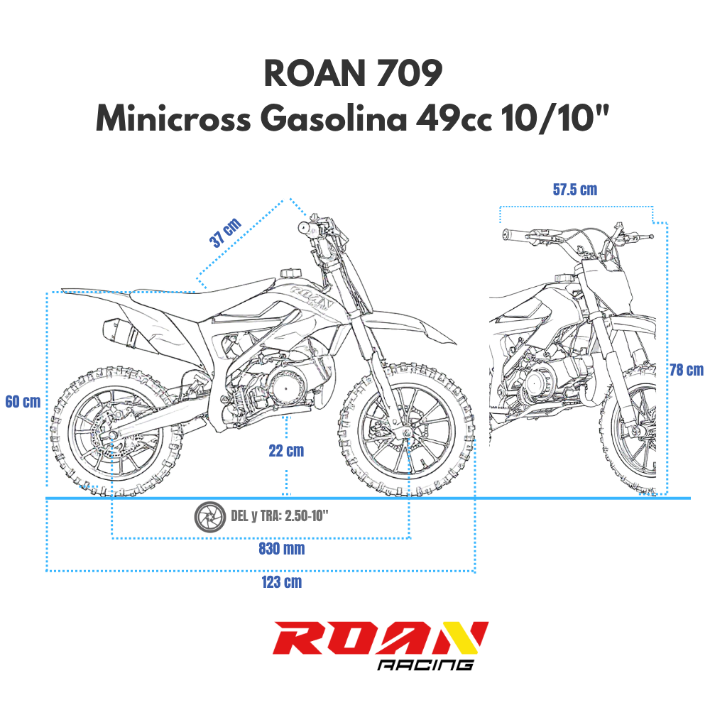 MiniCross Roan 709 gasolina 49cc 4.5CV 2025
