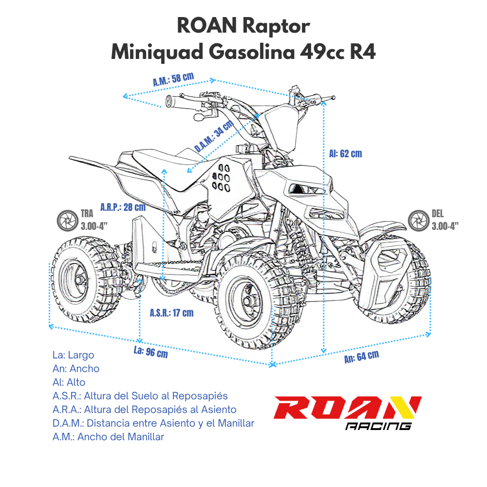 Mini quad gasolina 49cc Roan Raptor R4