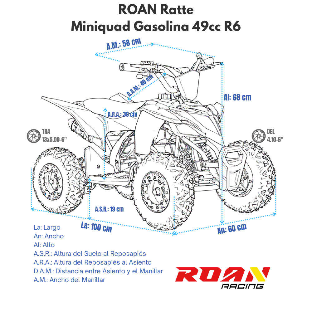 Mini quad 49cc Roan Ratte R6 4.5cv