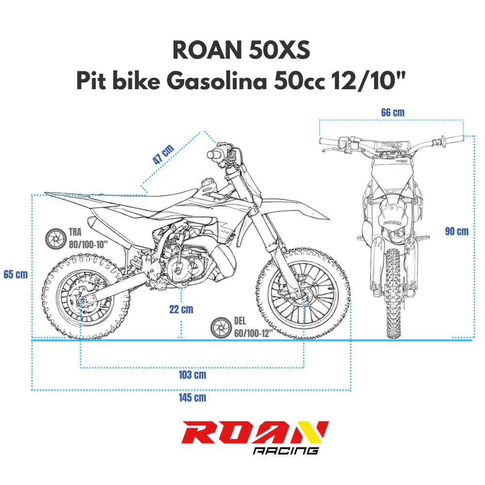 Pit bike infantil 50cc Roan 50XS 2t 12/10