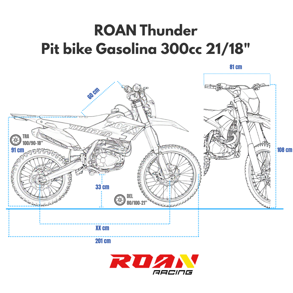 Pit bike 300cc 21/18" Apollo Thunder XXXL arranque eléctrico y pedal