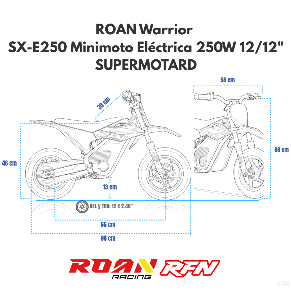 Minicross eléctrica Supermotard RFN Warrior SX-E250 250W 12/12