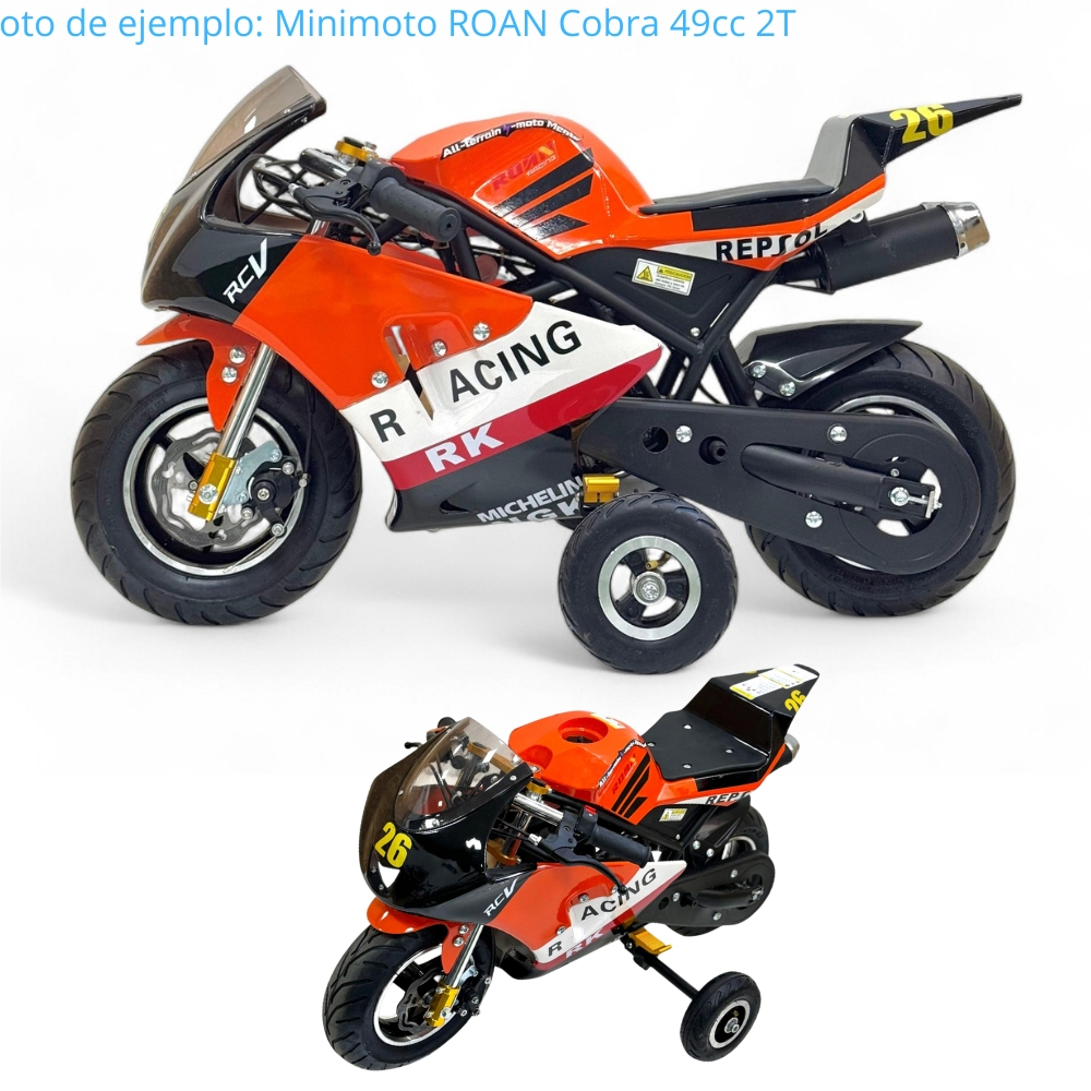 Ejemplo de montaje en minimoto ROAN COBRA 49CC 2T