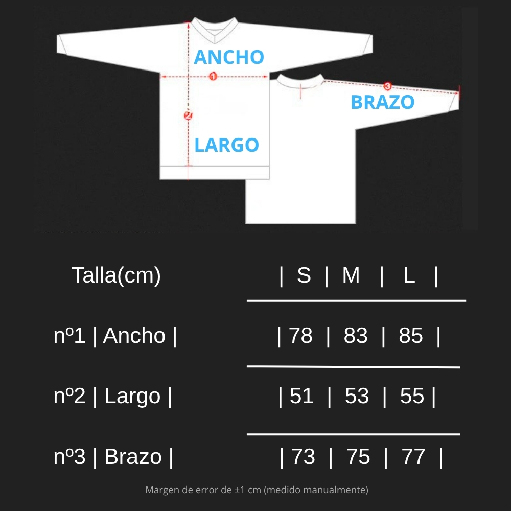 tabla guía de tallas