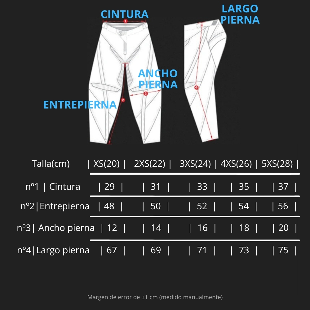 medidas Kit ropa motocross infantil Madix CN19