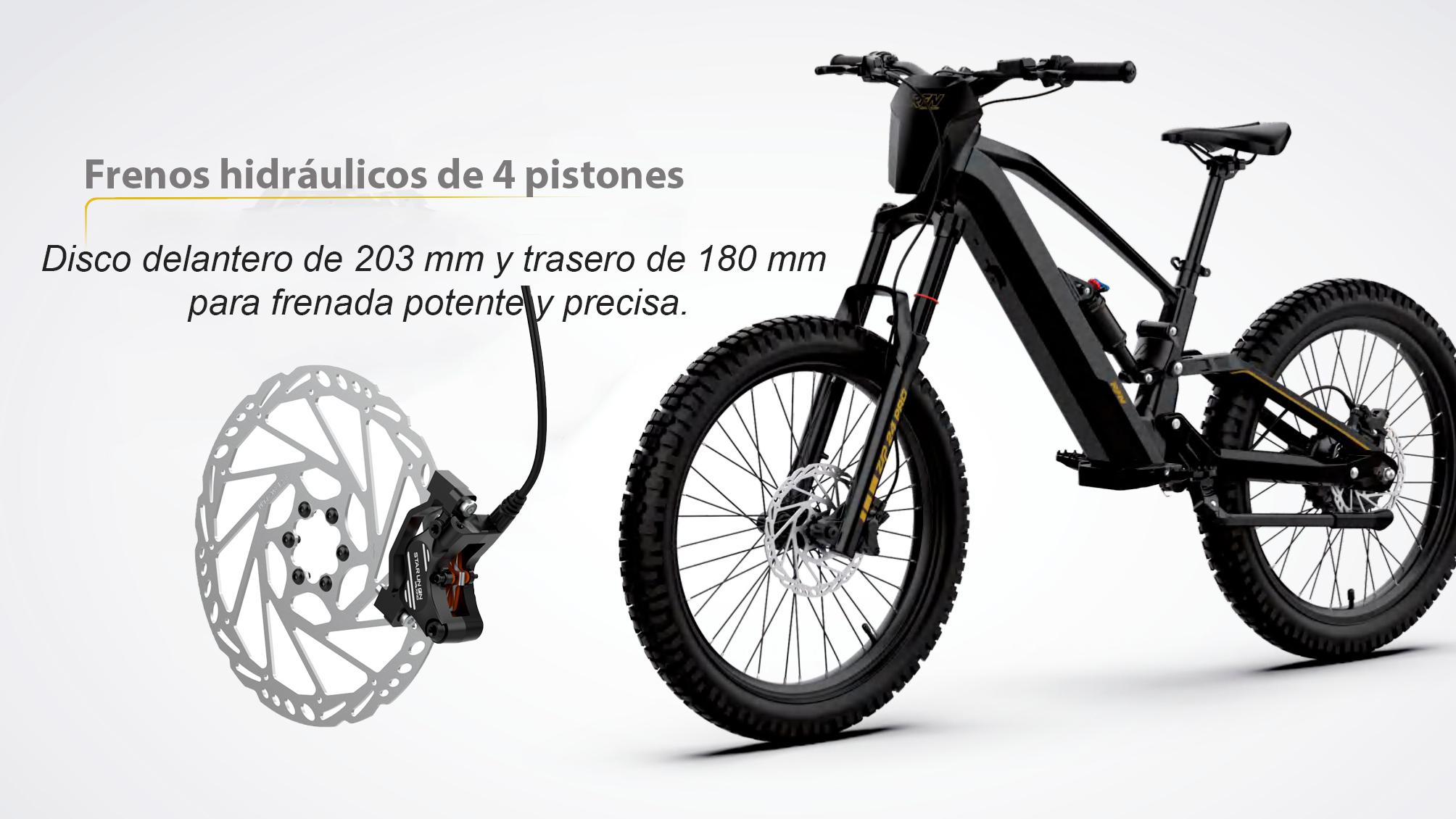 Frenos hidráulicos de 4 pistones RFN EVO PRO bicicleta eléctrica