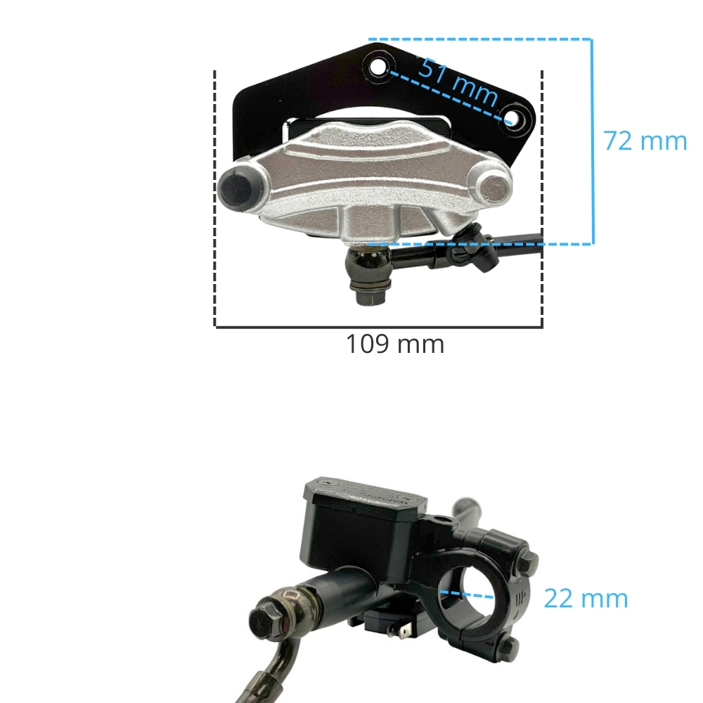 Kit freno hidráulico 1050mm 2 pistones R50K