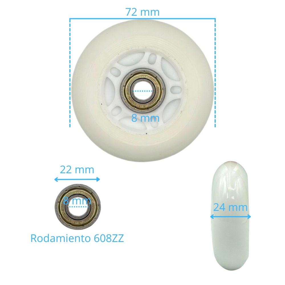 Rueda trasera triciclo REXO con luz y rodamiento